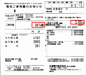 2011年3月分電気料金