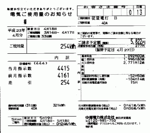 2011年4月分買電電気料金